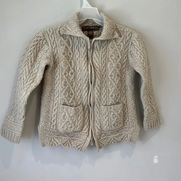 Inis Crafts 100% merino wool zippered cardigan made in Ireland size S - Picture 2 of 16